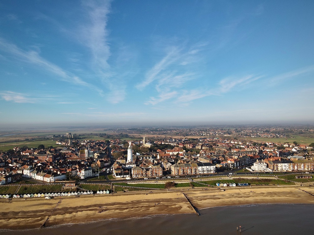 Southwold seafront from the air